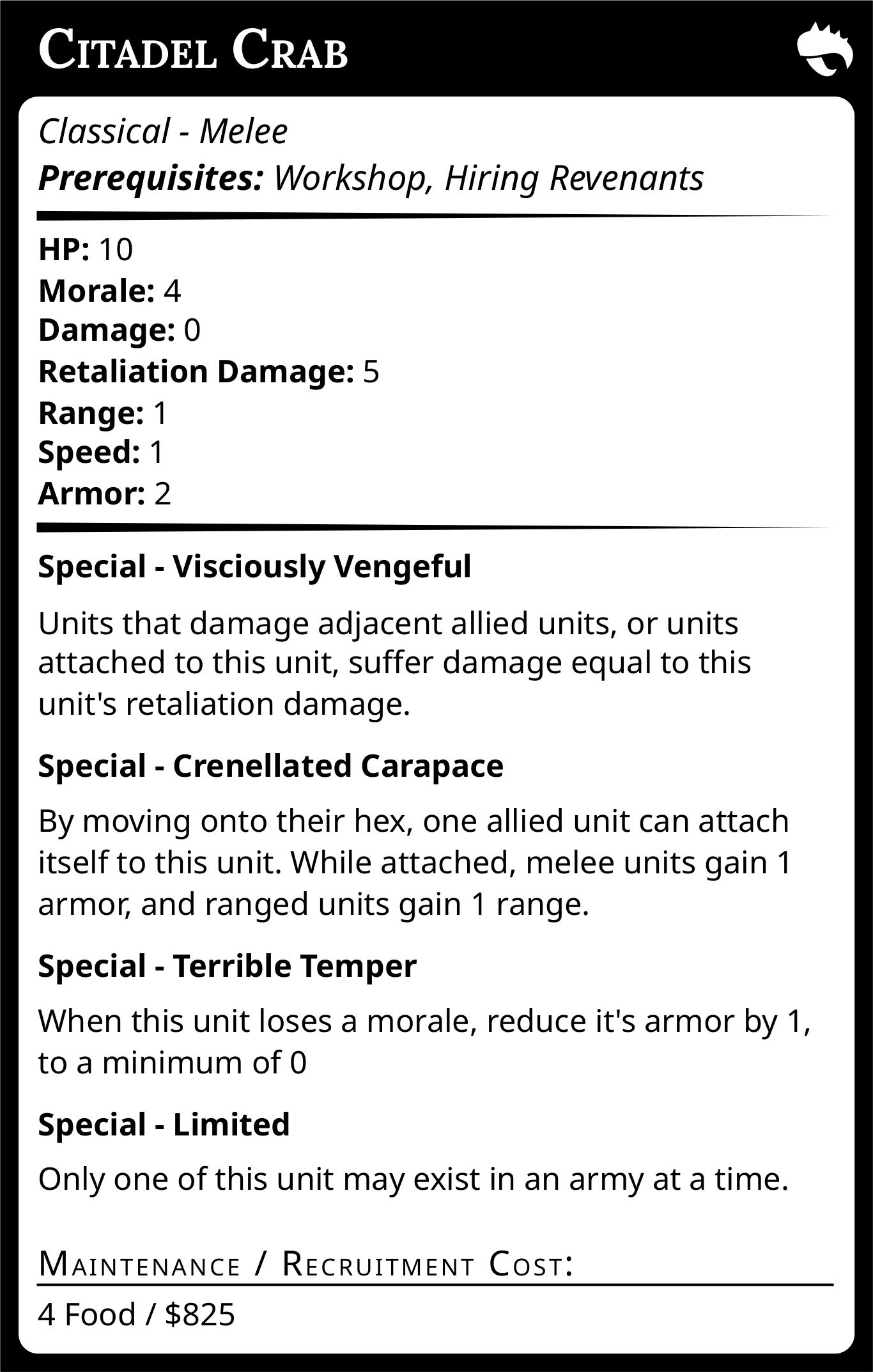 Classical Citadel Crab